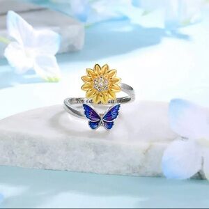 1pc Enchanting Butterfly & Sunflower Adjustable Ring